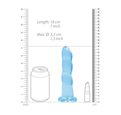 Dildo niebieskie spiralne z mocną przyssawką 18 cm